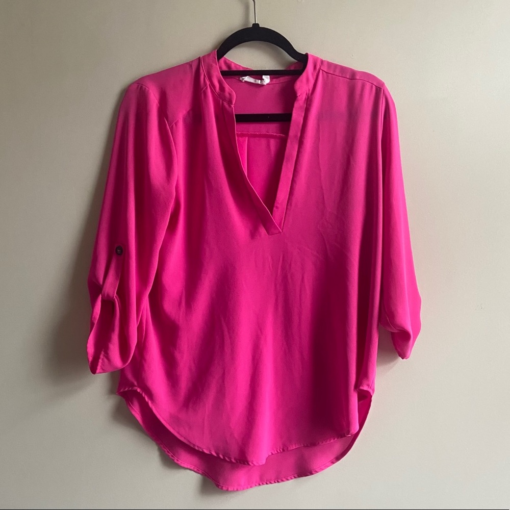 Nordstrom bright pink blouse 3/4 length
